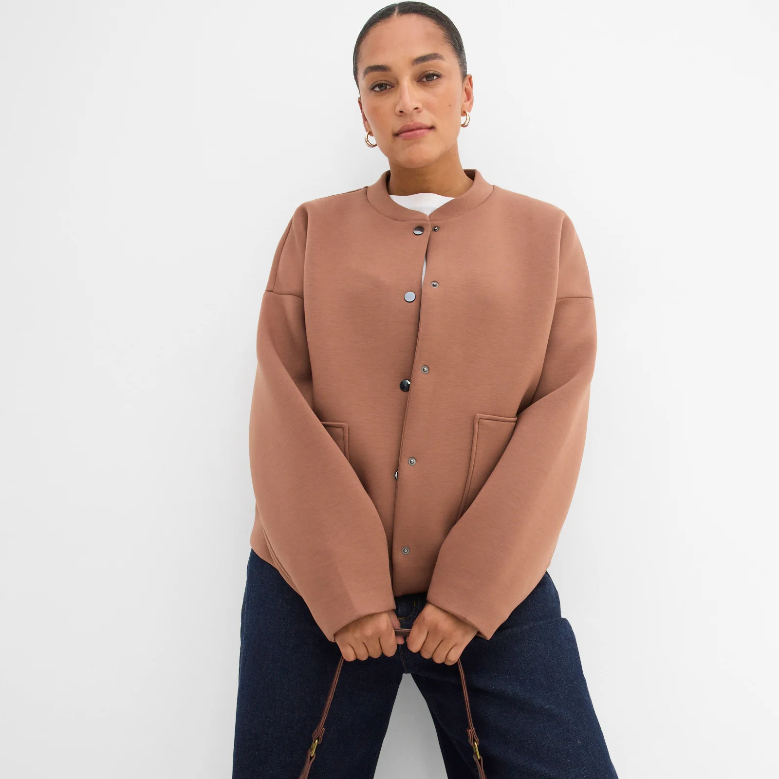 Blouson en néoprène confortable marron