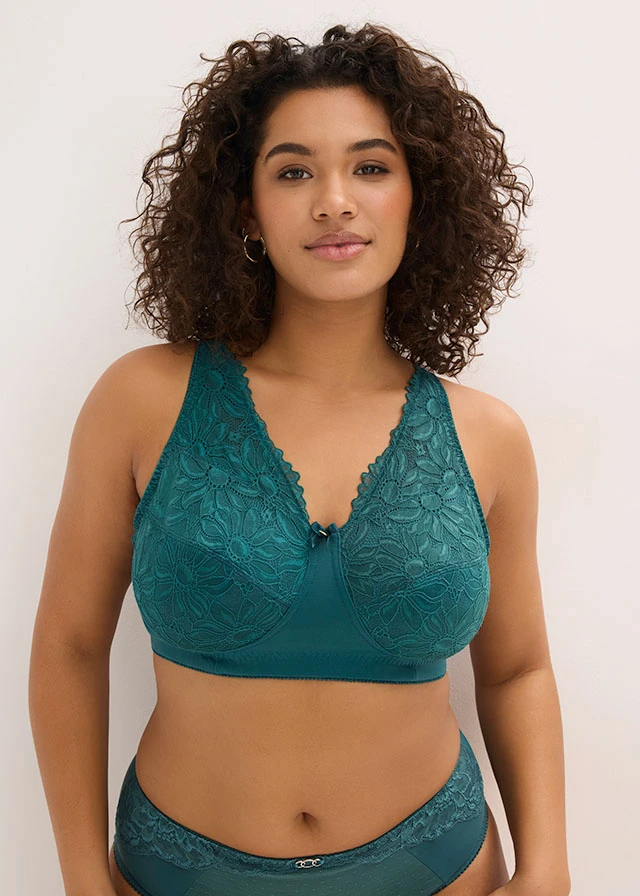 Soutien-gorge grand maintien sans armatures, bretelles rembourrées vert poivre