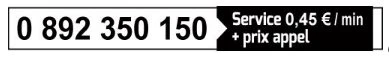 Service 0.45 €/min + prix appel